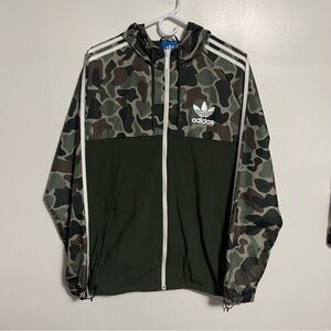 Rare Adidas Camo Rev Windbreaker Full Zip-Up Hooded Jacket